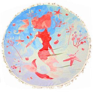 LOF Mermaid Print Round Beach Throw Cover Up